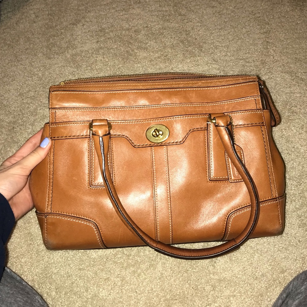 Cognac Hampton Turnlock Satchel